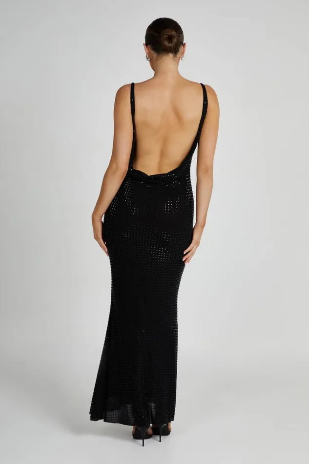Meshki Maxi Dresses Women Pam Square Diamante Maxi Dress 8211 Black Black