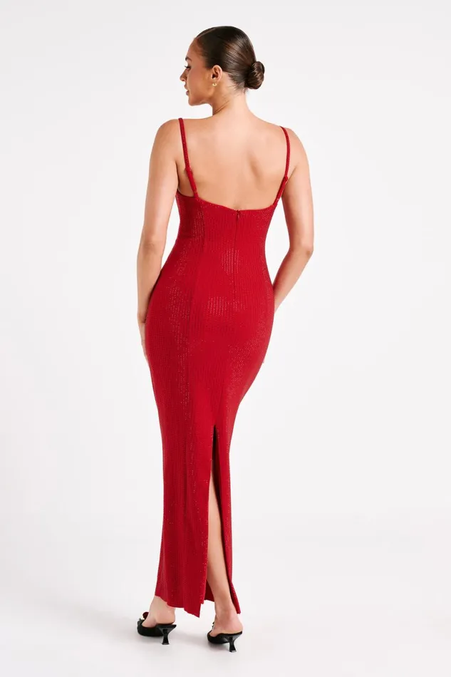 Meshki Maxi Dresses Women Rafaela Diamante Maxi Dress 8211 Vermilion Red Vermilionred