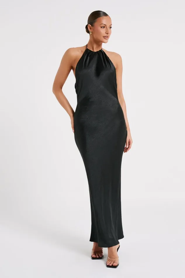 Meshki Maxi Dresses Women Sammy Satin Halter Maxi Dress 8211 Black Black