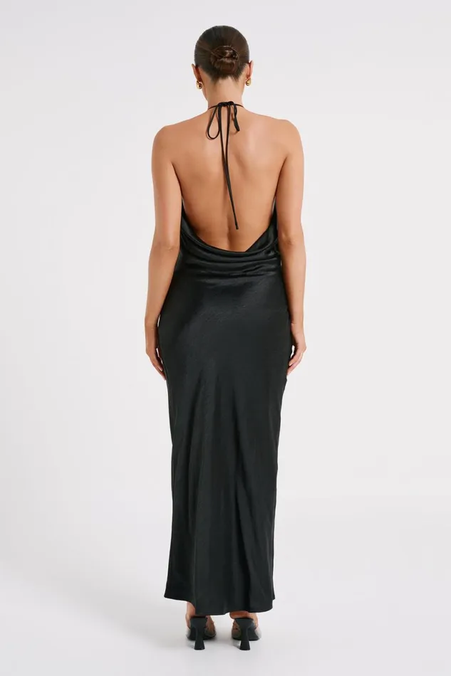 Meshki Maxi Dresses Women Sammy Satin Halter Maxi Dress 8211 Black Black