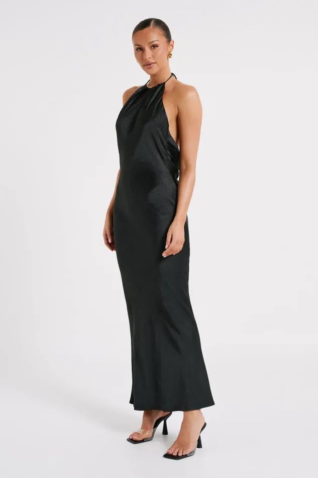 Meshki Maxi Dresses Women Sammy Satin Halter Maxi Dress 8211 Black Black