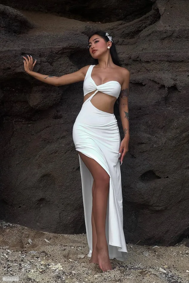 Meshki Maxi Dresses Women Solana One Shoulder Maxi Dress 8211 White White
