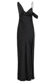Meshki Maxi Dresses Women Soleil Satin Off Shoulder Maxi Dress 8211 Black Black