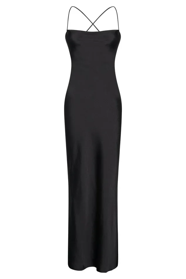 Meshki Maxi Dresses Women Sydney Straight Neck Slip Maxi Dress 8211 Black Black