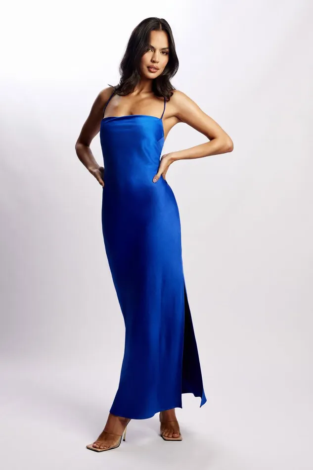 Meshki Maxi Dresses Women Sydney Straight Neck Slip Maxi Dress 8211 Cobalt Blue Cobaltblue