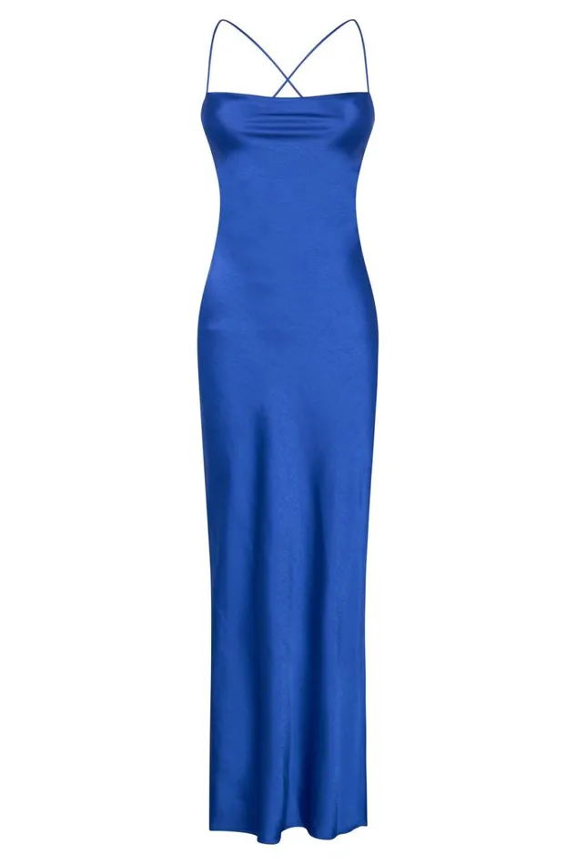 Meshki Maxi Dresses Women Sydney Straight Neck Slip Maxi Dress 8211 Cobalt Blue Cobaltblue