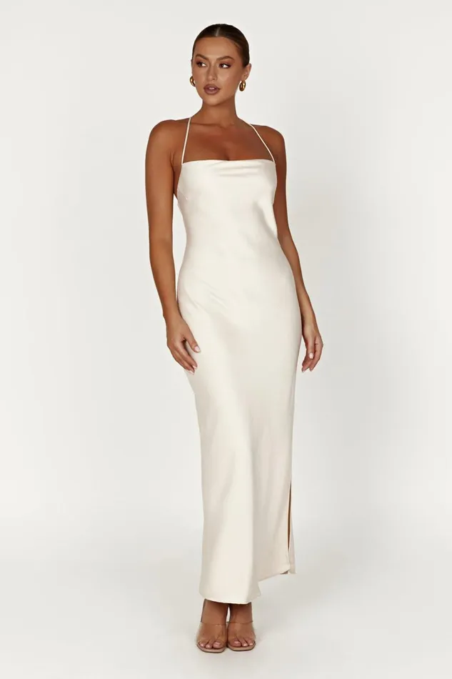 Meshki Maxi Dresses Women Sydney Straight Neck Slip Maxi Dress 8211 Cream Cream Meshki Maxi Dresses Women Sydney Straight Neck Slip Maxi Dress 8211 Cream Cream