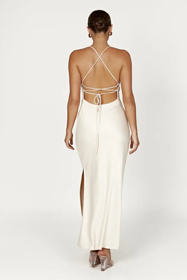 Meshki Maxi Dresses Women Sydney Straight Neck Slip Maxi Dress 8211 Cream Cream