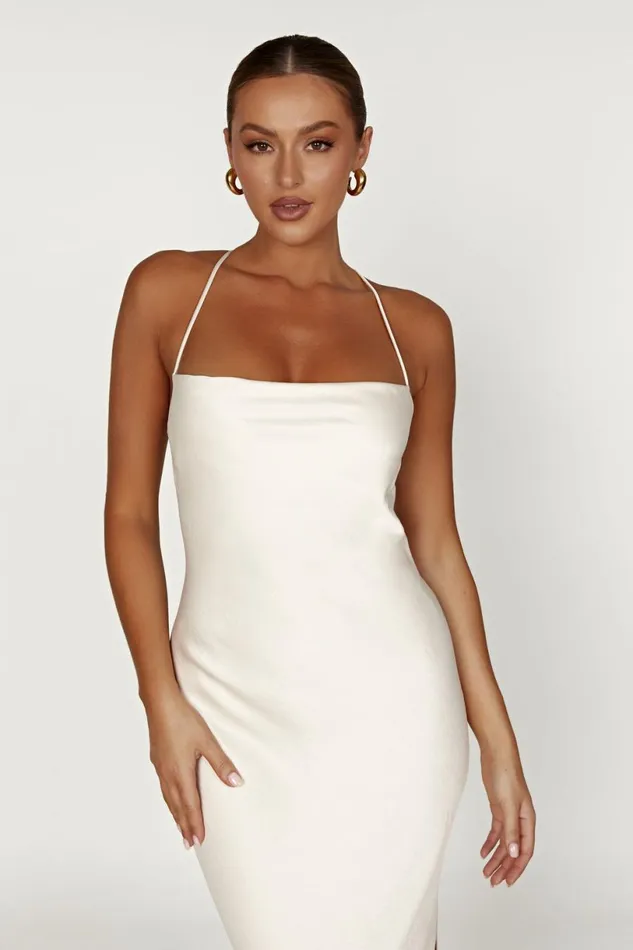 Meshki Maxi Dresses Women Sydney Straight Neck Slip Maxi Dress 8211 Cream Cream