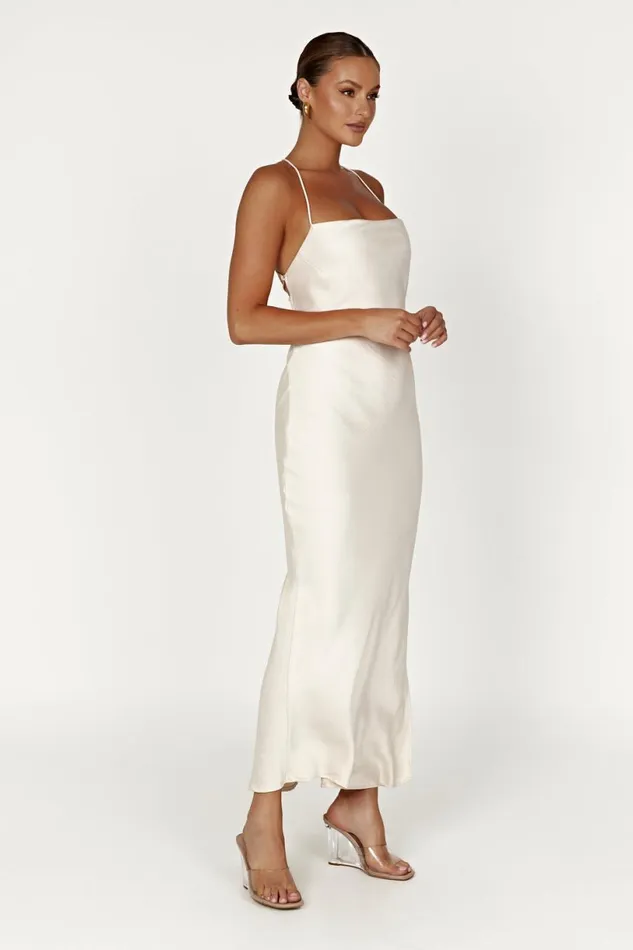Meshki Maxi Dresses Women Sydney Straight Neck Slip Maxi Dress 8211 Cream Cream