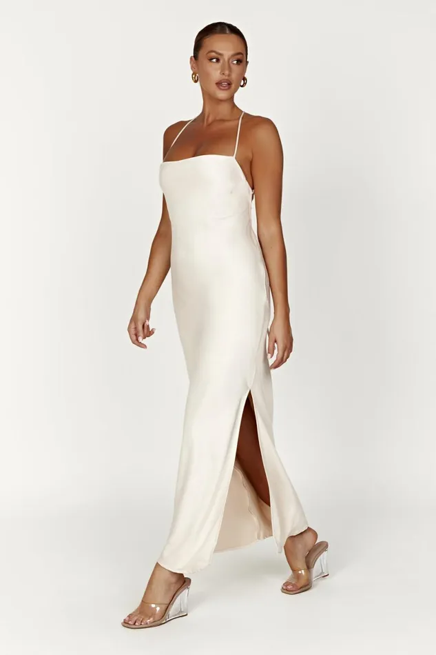 Meshki Maxi Dresses Women Sydney Straight Neck Slip Maxi Dress 8211 Cream Cream