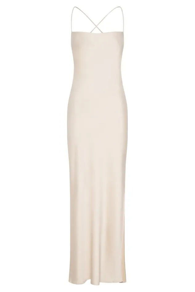 Meshki Maxi Dresses Women Sydney Straight Neck Slip Maxi Dress 8211 Cream Cream