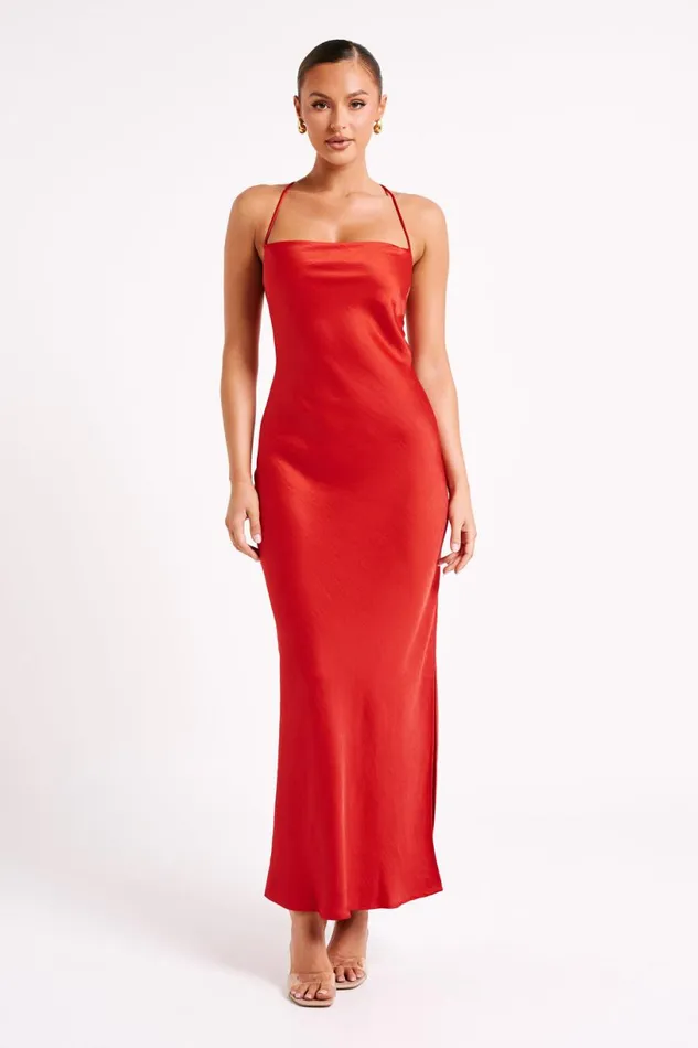 Meshki Maxi Dresses Women Sydney Straight Neck Slip Maxi Dress 8211 Red Red Meshki Maxi Dresses Women Sydney Straight Neck Slip Maxi Dress 8211 Red Red