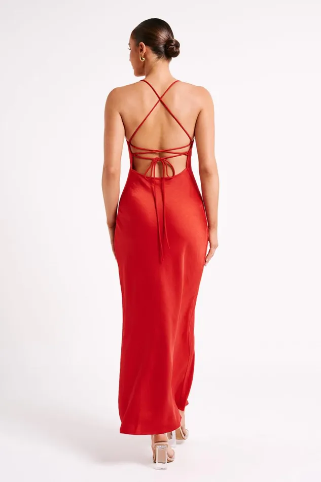 Meshki Maxi Dresses Women Sydney Straight Neck Slip Maxi Dress 8211 Red Red