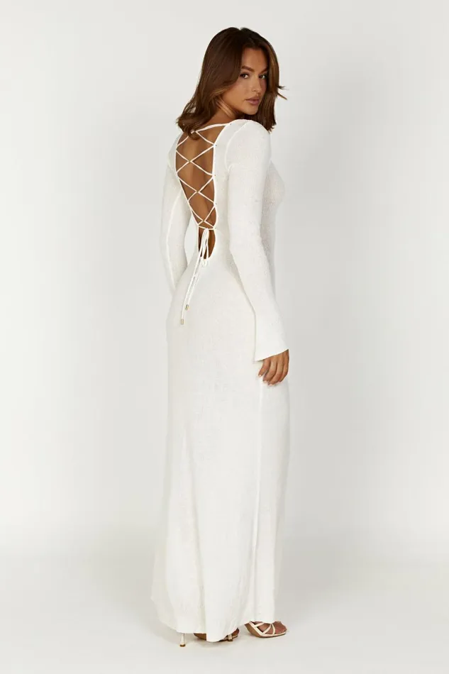 Meshki Maxi Dresses Women Talia Maxi Open Back Knit Dress 8211 Ivory Ivory