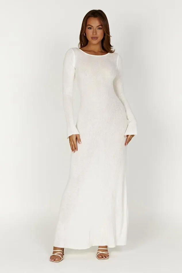 Meshki Maxi Dresses Women Talia Maxi Open Back Knit Dress 8211 Ivory Ivory