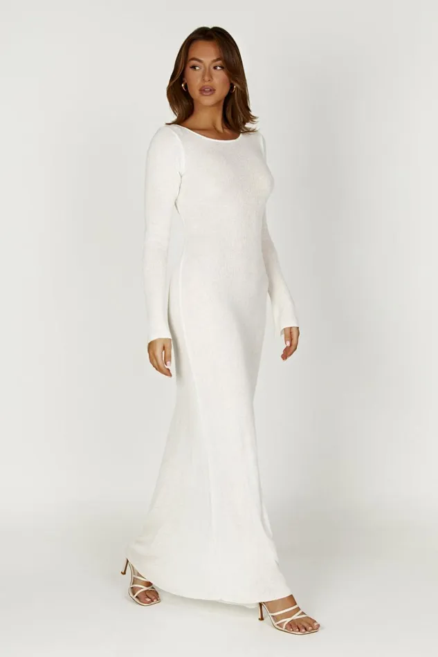 Meshki Maxi Dresses Women Talia Maxi Open Back Knit Dress 8211 Ivory Ivory