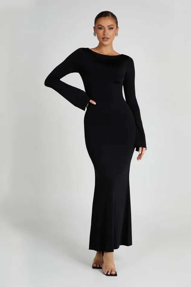 Meshki Maxi Dresses Women Tarna Slinky Fishtail Maxi Dress 8211 Black Black Meshki Maxi Dresses Women Tarna Slinky Fishtail Maxi Dress 8211 Black Black