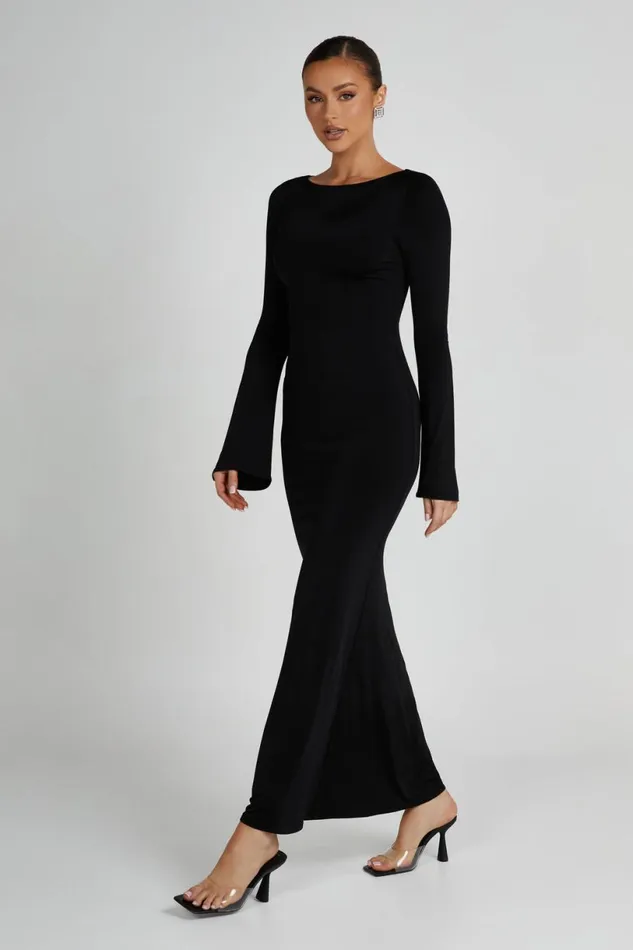 Meshki Maxi Dresses Women Tarna Slinky Fishtail Maxi Dress 8211 Black Black