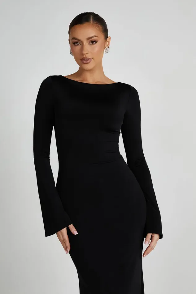 Meshki Maxi Dresses Women Tarna Slinky Fishtail Maxi Dress 8211 Black Black