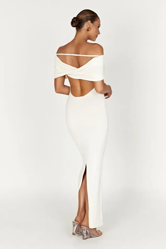 Meshki Maxi Dresses Women Terese Off Shoulder Knit Maxi Dress 8211 Cream Cream