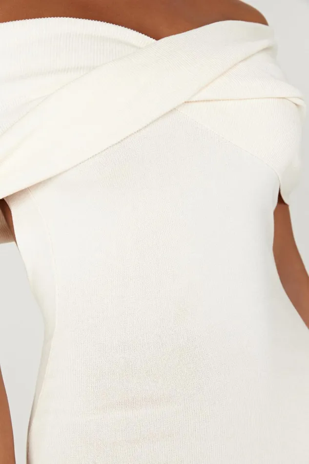 Meshki Maxi Dresses Women Terese Off Shoulder Knit Maxi Dress 8211 Cream Cream