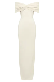 Meshki Maxi Dresses Women Terese Off Shoulder Knit Maxi Dress 8211 Cream Cream