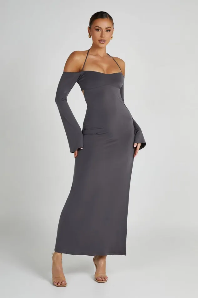 Meshki Maxi Dresses Women Tia Slinky Off Shoulder Maxi Dress 8211 Charcoal Charcoal Meshki Maxi Dresses Women Tia Slinky Off Shoulder Maxi Dress 8211 Charcoal Charcoal