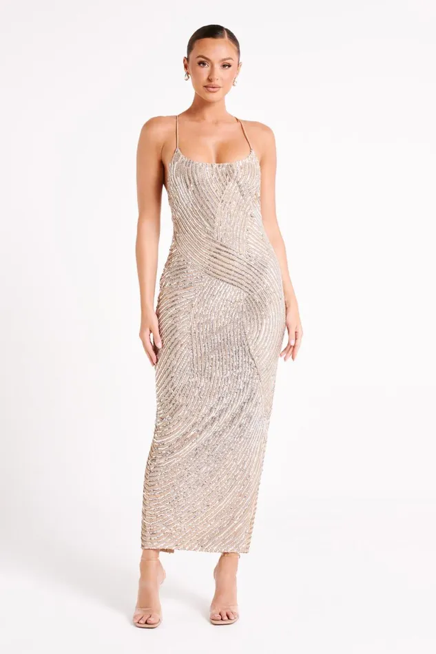 Meshki Maxi Dresses Women Tierra Sequin Maxi Dress 8211 Silver Silver