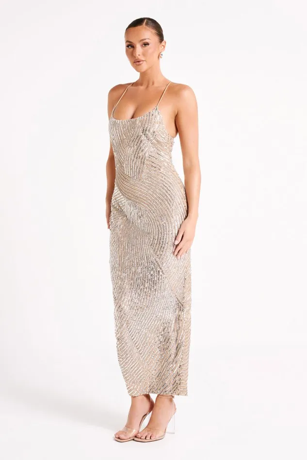 Meshki Maxi Dresses Women Tierra Sequin Maxi Dress 8211 Silver Silver