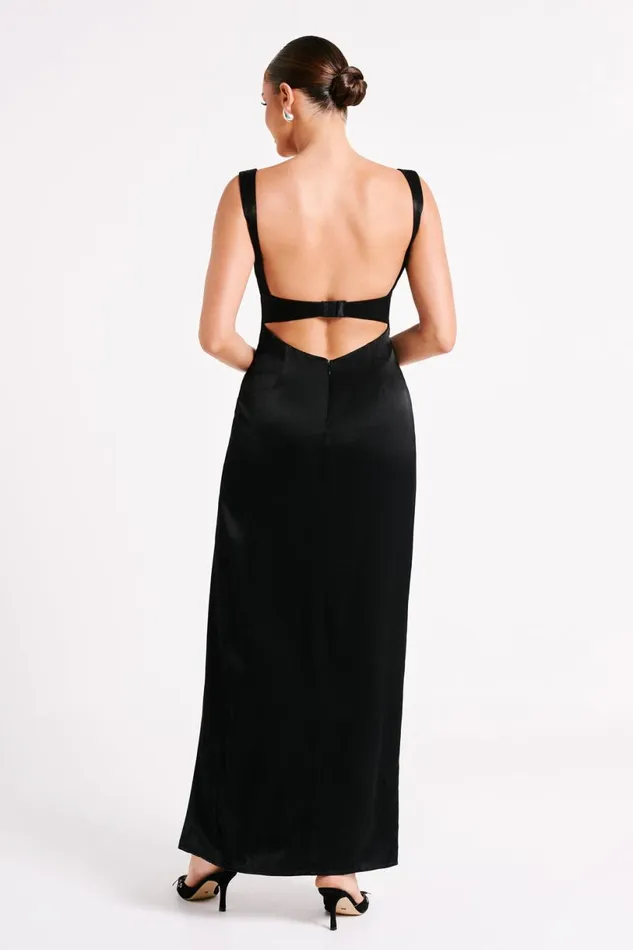 Meshki Maxi Dresses Women Verana Backless Satin Maxi Dress 8211 Black Black
