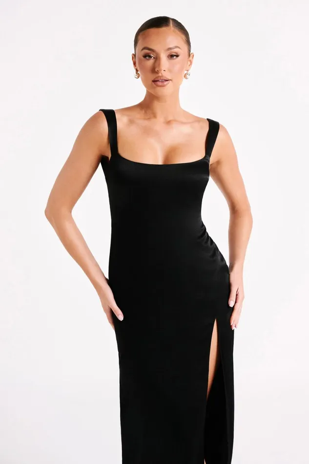 Meshki Maxi Dresses Women Verana Backless Satin Maxi Dress 8211 Black Black