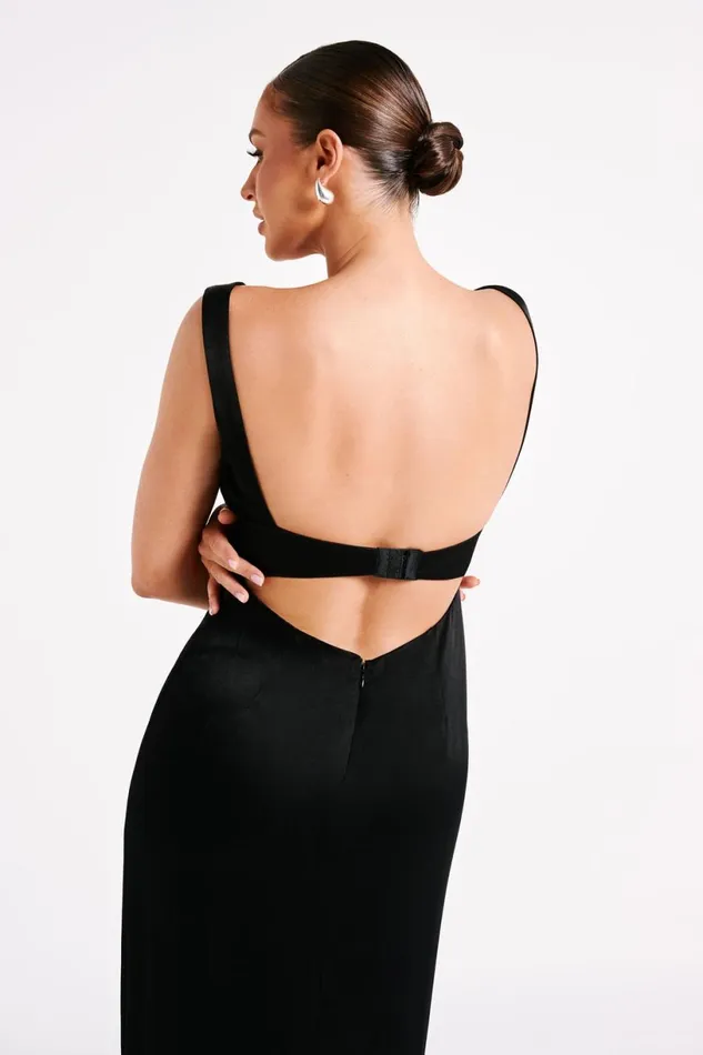 Meshki Maxi Dresses Women Verana Backless Satin Maxi Dress 8211 Black Black
