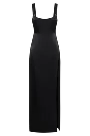 Meshki Maxi Dresses Women Verana Backless Satin Maxi Dress 8211 Black Black