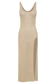 Meshki Maxi Dresses Women Vittoria Boucle Maxi Dress With Split 8211 Wheat Wheat