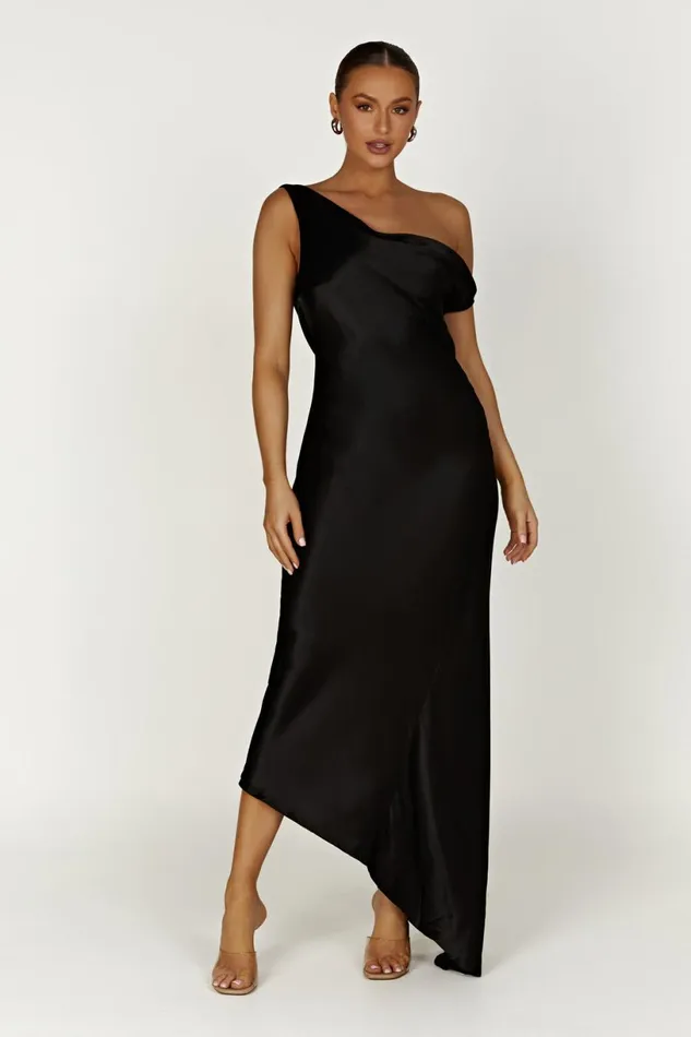 Meshki Maxi Dresses Women Yvette Slip Maxi Dress With Asymmetrical Hem 8211 Black Black