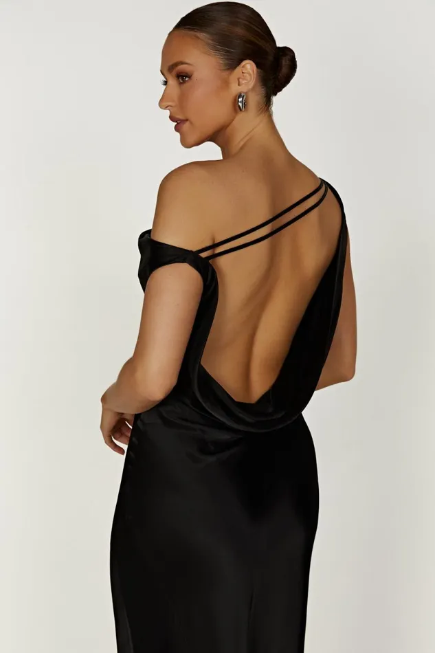 Meshki Maxi Dresses Women Yvette Slip Maxi Dress With Asymmetrical Hem 8211 Black Black