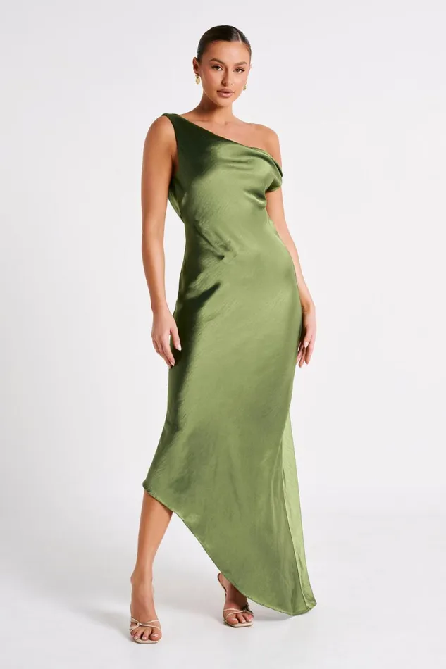 Meshki Maxi Dresses Women Yvette Slip Maxi Dress With Asymmetrical Hem 8211 Emerald Emerald