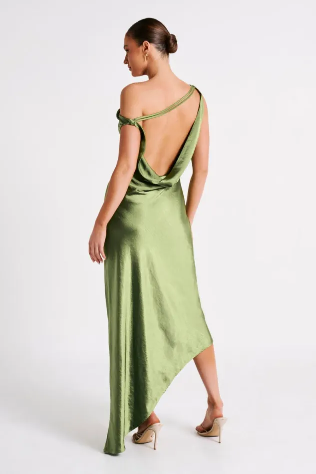 Meshki Maxi Dresses Women Yvette Slip Maxi Dress With Asymmetrical Hem 8211 Emerald Emerald