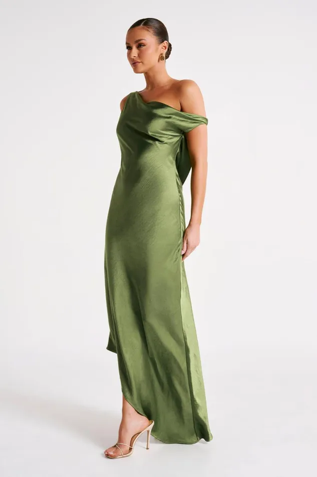 Meshki Maxi Dresses Women Yvette Slip Maxi Dress With Asymmetrical Hem 8211 Emerald Emerald