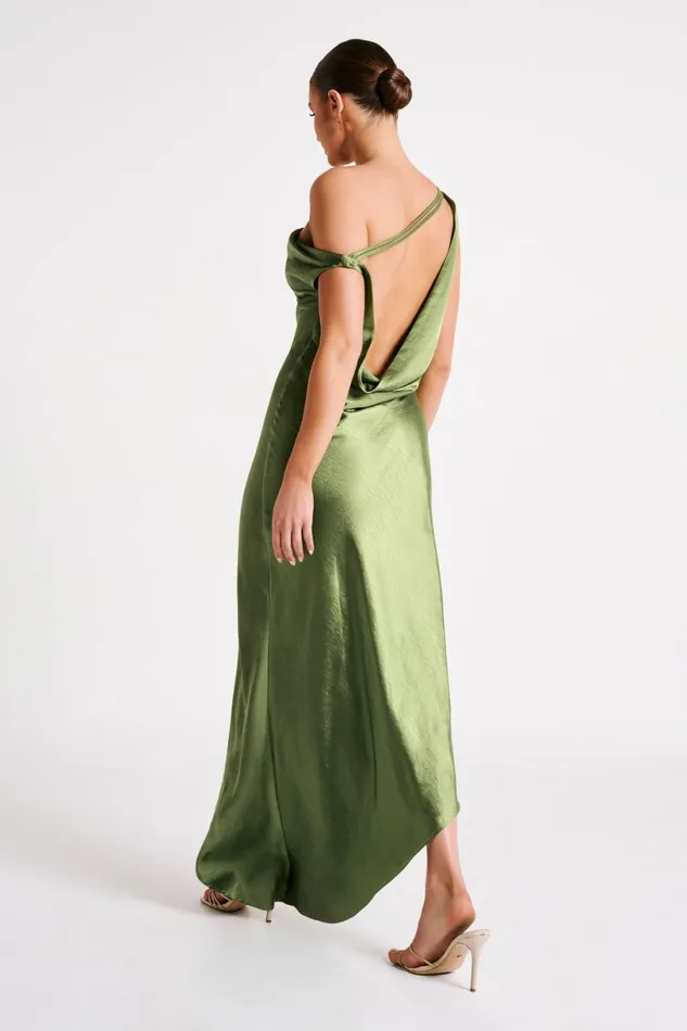 Meshki Maxi Dresses Women Yvette Slip Maxi Dress With Asymmetrical Hem 8211 Emerald Emerald
