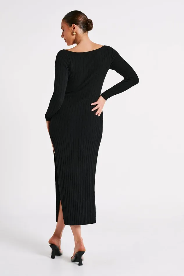 Meshki Maxi Dresses Women Zinnia Knit Maxi Dress With Split 8211 Black Black