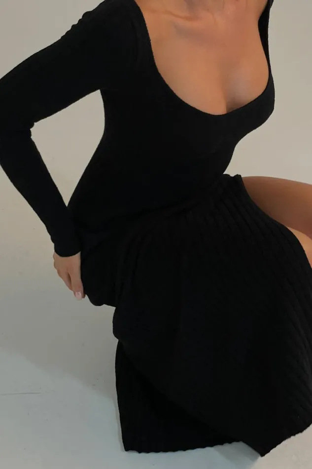 Meshki Maxi Dresses Women Zinnia Knit Maxi Dress With Split 8211 Black Black