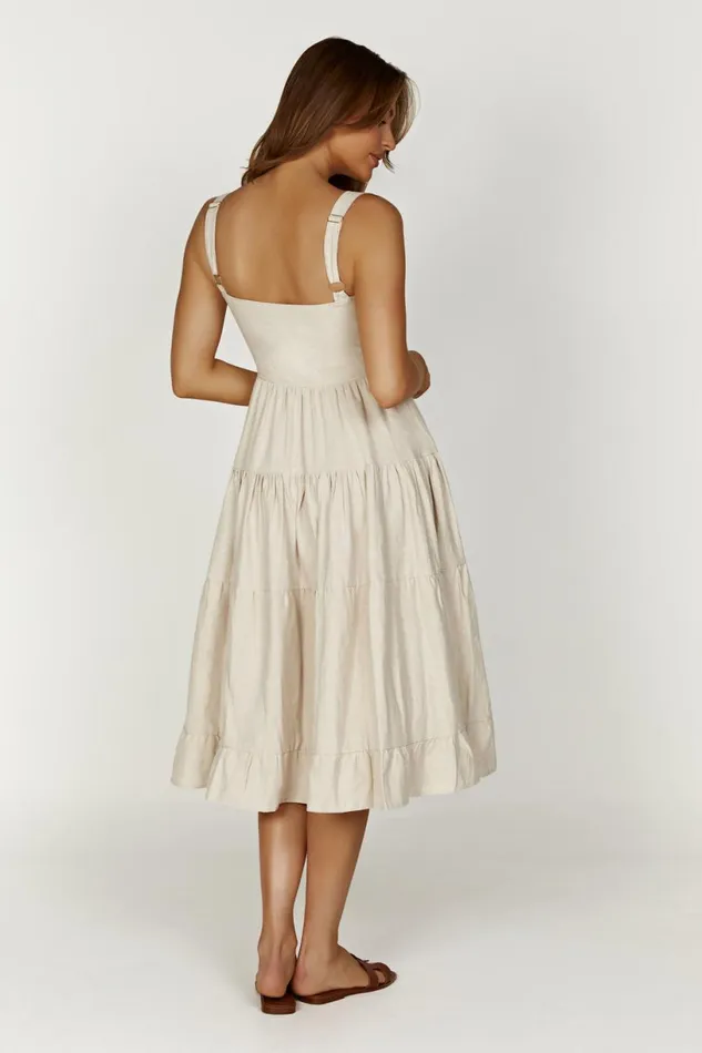 Meshki Midi Dresses Women Adriana Linen Midi Dress 8211 Natural Natural