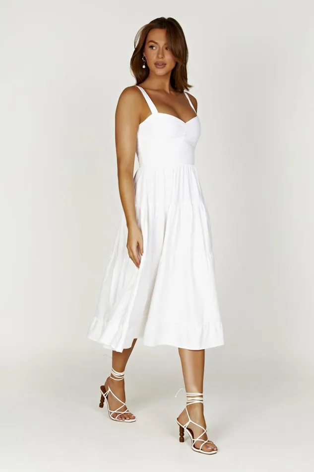Meshki Midi Dresses Women Adriana Linen Midi Dress 8211 White White
