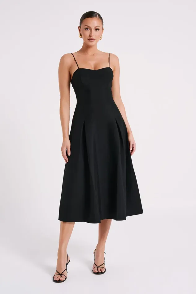Meshki Midi Dresses Women Alaina Cotton ALine Midi Dress 8211 Black Black