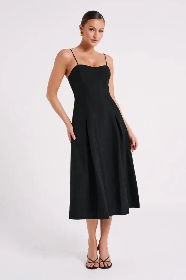 Meshki Midi Dresses Women Alaina Cotton ALine Midi Dress 8211 Black Black