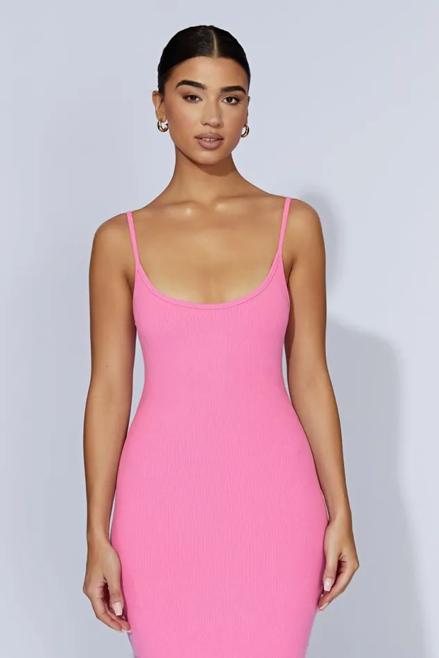 Meshki Midi Dresses Women Alexis Ribbed Cami Midi Dress 8211 Bubblegum Pink Bubblegumpink