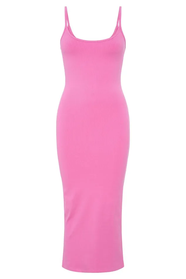 Meshki Midi Dresses Women Alexis Ribbed Cami Midi Dress 8211 Bubblegum Pink Bubblegumpink