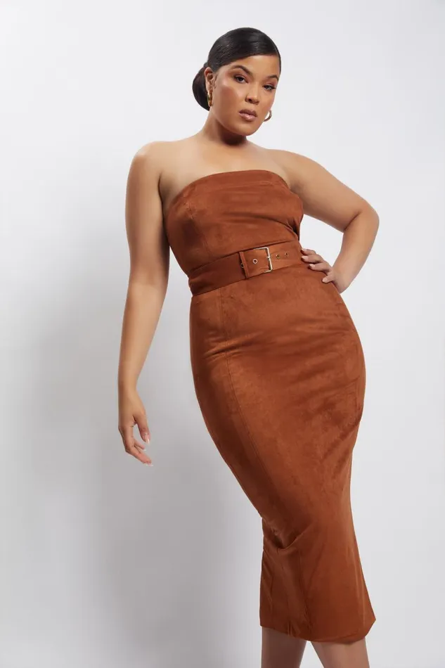 Meshki Midi Dresses Women Bella Suede Belted Midi Dress 8211 Tan Tan Meshki Midi Dresses Women Bella Suede Belted Midi Dress 8211 Tan Tan